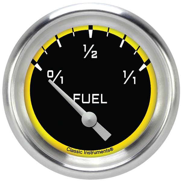 AX212YAPF Classic Instruments AutoCross Yellow 2-5/8" Fuel Gauge, 0-90 ohm