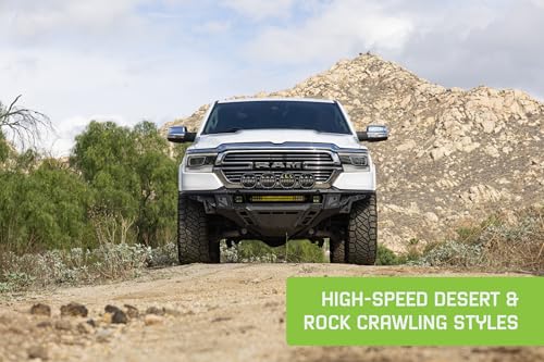 Offroad DV8 Tube Front Bumper for 2019-2025 Ram 1500 | High-Speed Desert & Rock Crawling Styles | Center Light Mount | Prerunner Push Bar w/Light Mounts | Ultra High-Clearance Design | Steel