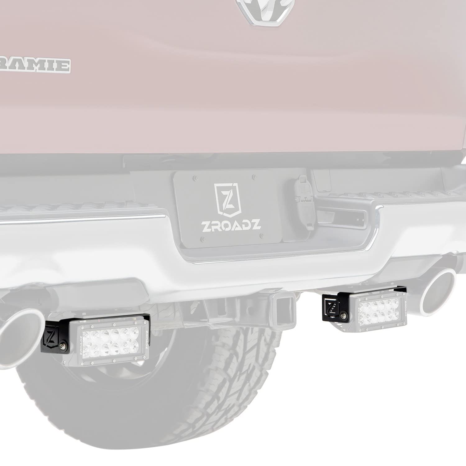 Under Rear Bumper ZROADZ LED Mounting Bracket - Compatible w/ 2019-2022 Ram 1500 - to Mount (2) 6 Inch or Similar Style LED Lights (Not Included) - PN Z384721 , Black