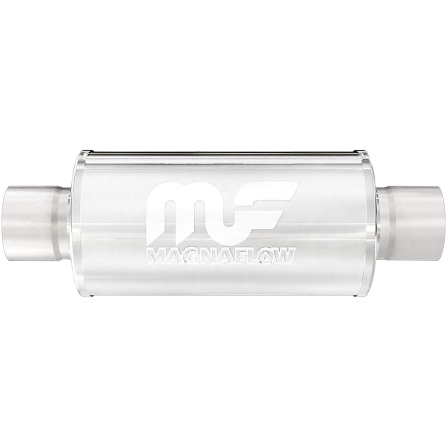 MagnaFlow Exhaust Performance Muffler 14158: 2.5"/2.5" Inlet/Outlet, 6x6x6" Round, Stainless Steel, Brushed Finish