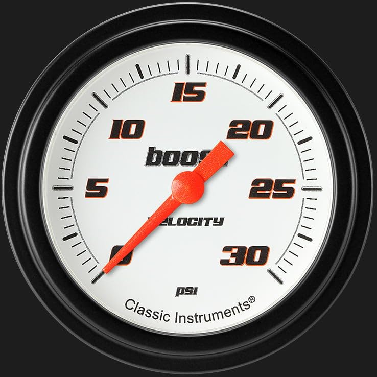 Velocity Classic Instruments White 2 5/8" Boost Gauge 30 PSI Electric VS342WBLF