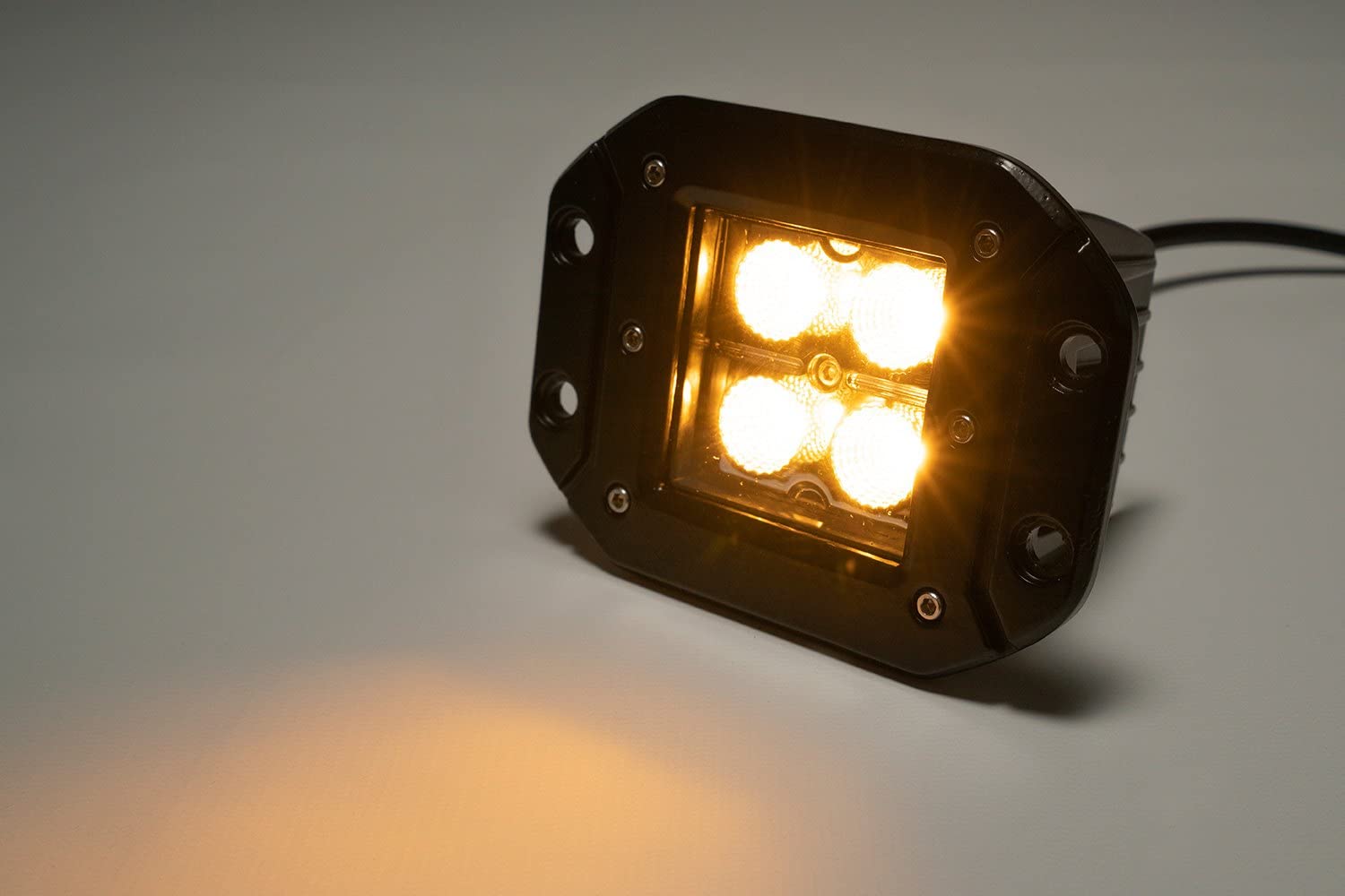 2" Square Cree Led Flood Flush Mount Light Southern Truck 77910, Single Unit, Chrome Series Amber/White; Includes Hardware, Harness Sold Separately