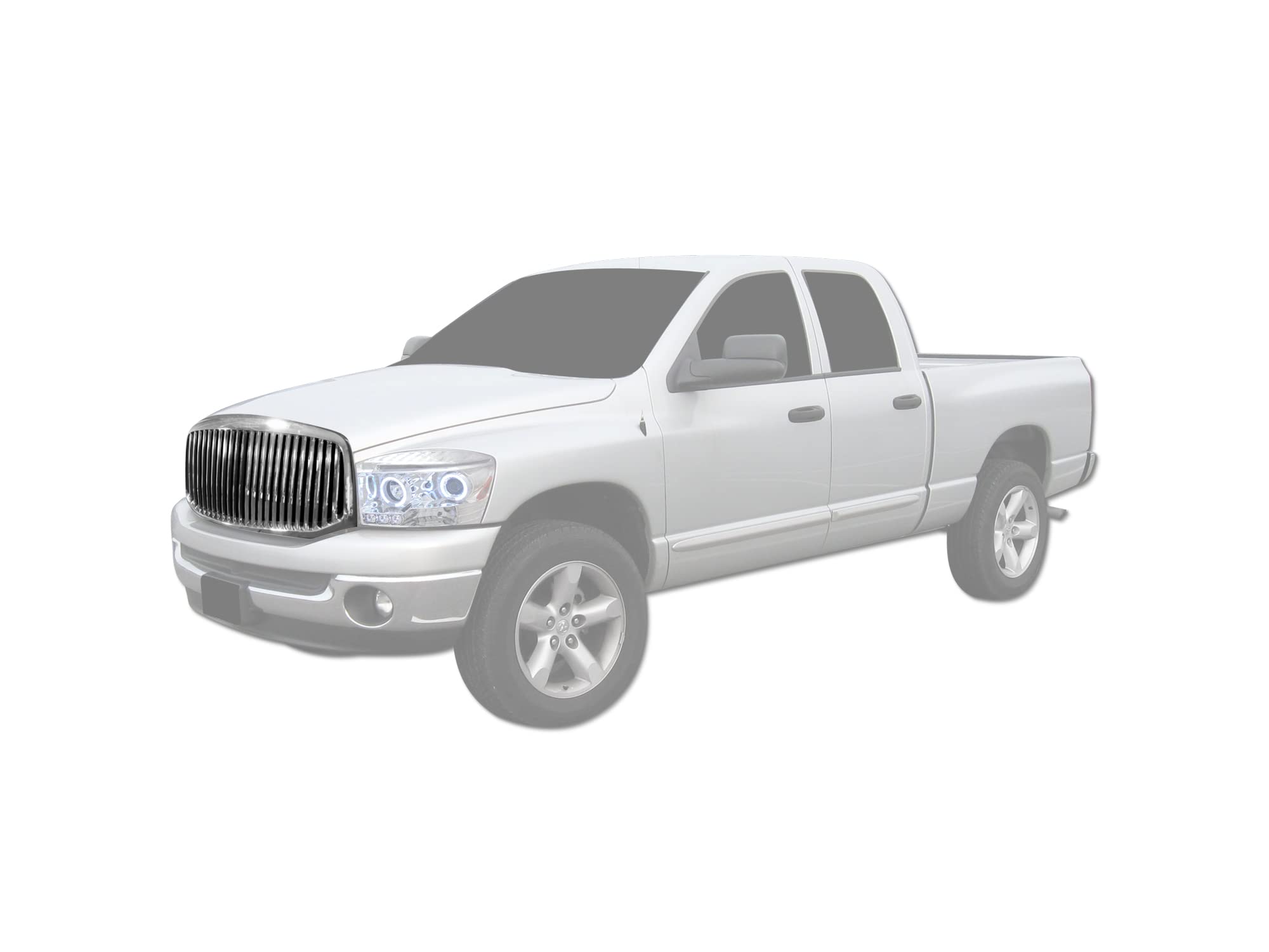 Vertical Front Hood Grille Armordillo USA - Chrome Fits 2006-2008 Dodge Ram 1500