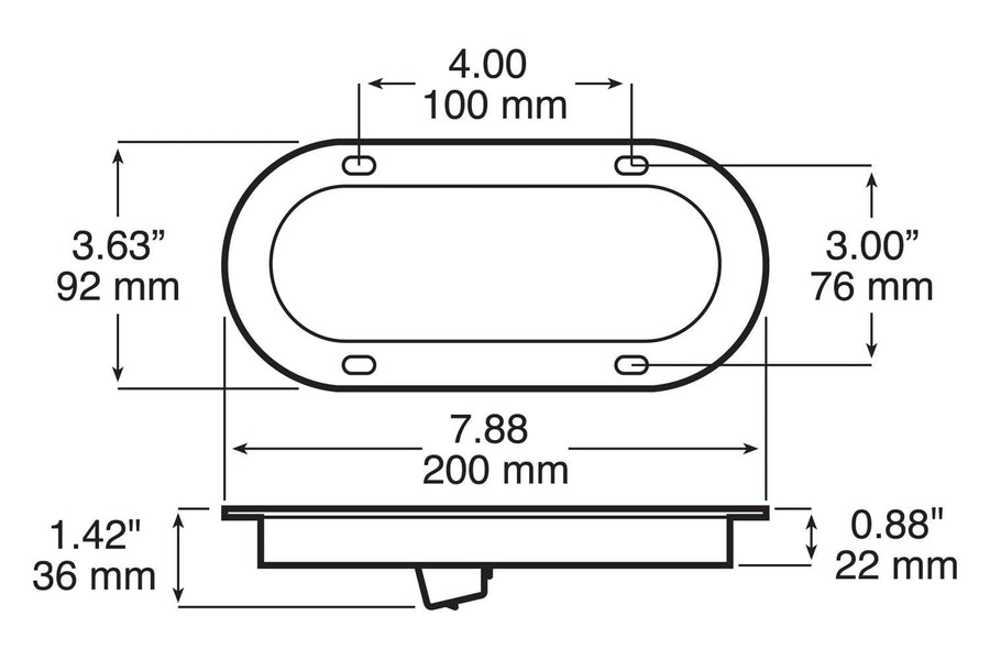 Peterson Manufacturing 7.88"x3.63" Light Oval Amp Flange Mount 823C-7 (LED B/U Round, 4" Mv LED B/Up), 1 Pack