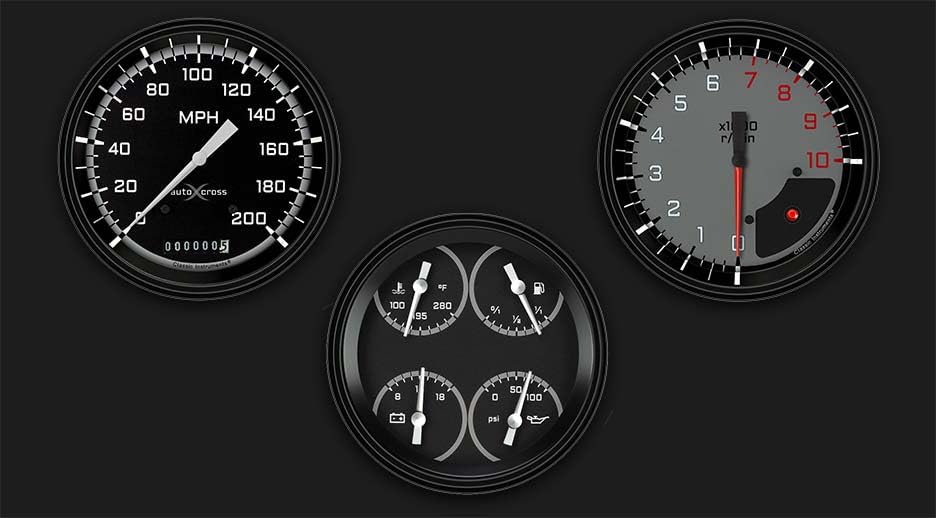 AutoCross Gray AX53GBLF Three Gauge Set