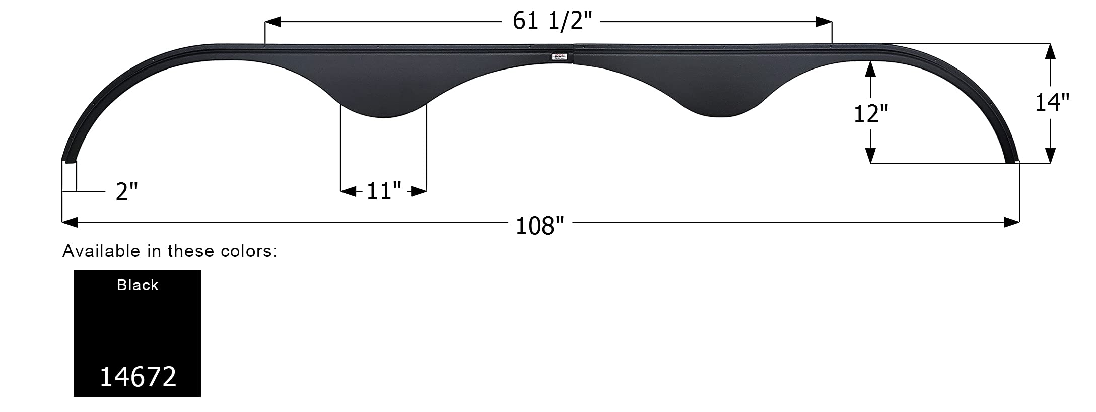 Fender Skirt ICON 14672, Triple, FS4672, Pacific Coachworks, Black