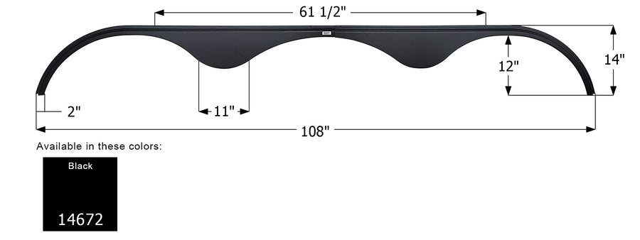 Fender Skirt ICON 14672, Triple, FS4672, Pacific Coachworks, Black