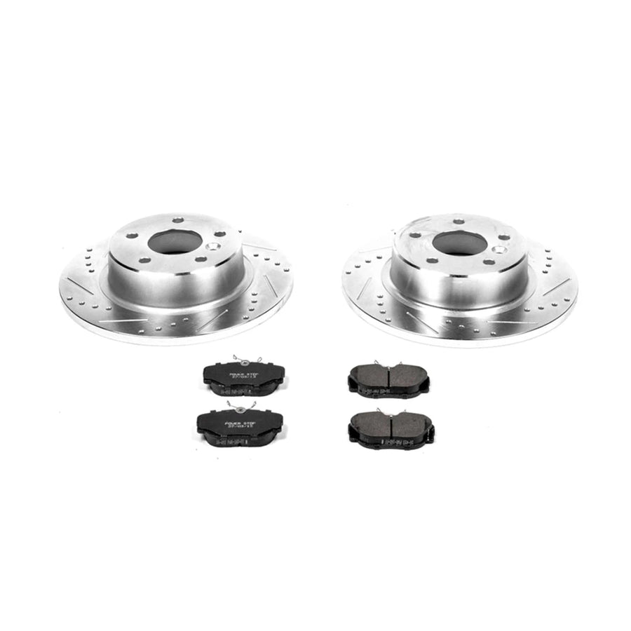 Power Stop K6152 Rear Brake Pads Z23 Carbon Fiber with Drilled & Slotted Brake Rotors Kit For Land Rover Discovery 1999-2004 [Model Specific]