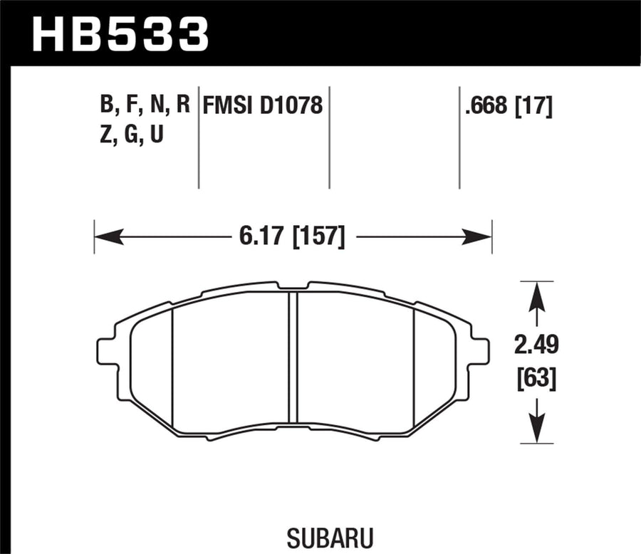 Performance Hawk HB533Z.668 Ceramic Street Brake Pads