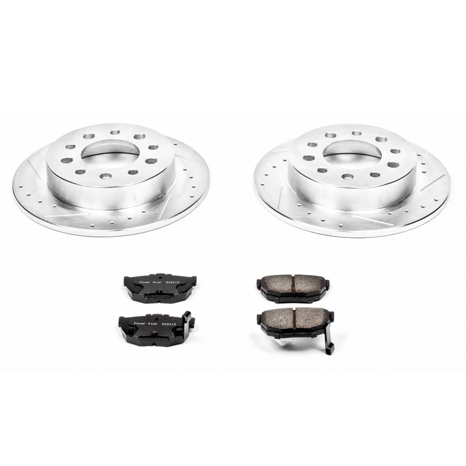 Power Stop K170 Z23 Rear Carbon Fiber Brake Pads with Drilled & Slotted Brake Rotors Kit For Hyundai Tiburon 2003-2008 [Model Specific]