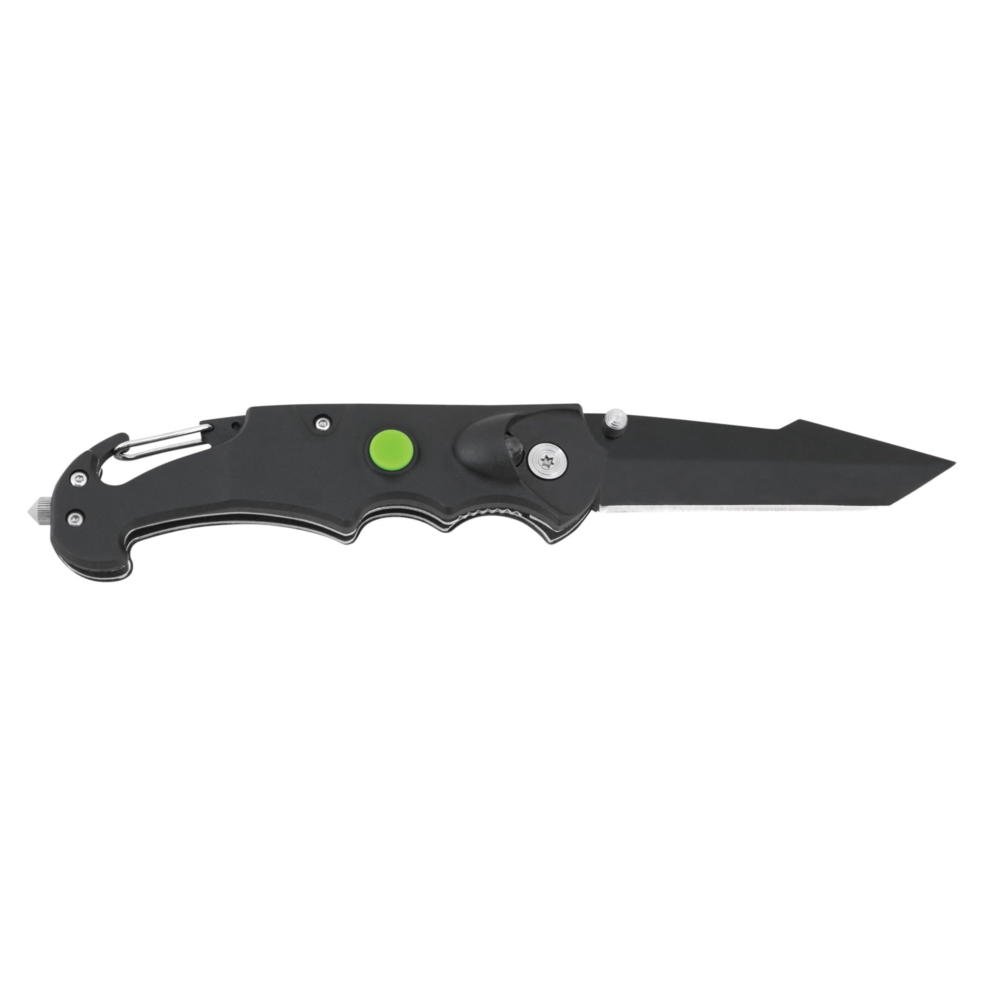 LED Tactical Knife Performance Tool W9362 with Glass Breaker and Carabiner Clip, 3-Inch Stainless Steel Blade and Rechargeable Battery