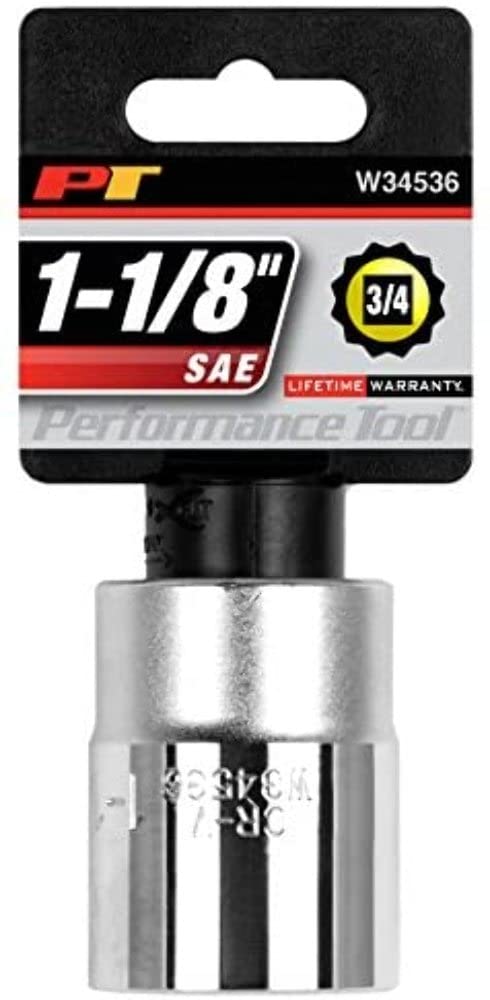 W34536 Performance Tool 3/4-Inch Drive 12-Point SAE Standard Socket, 1-1/8-Inch