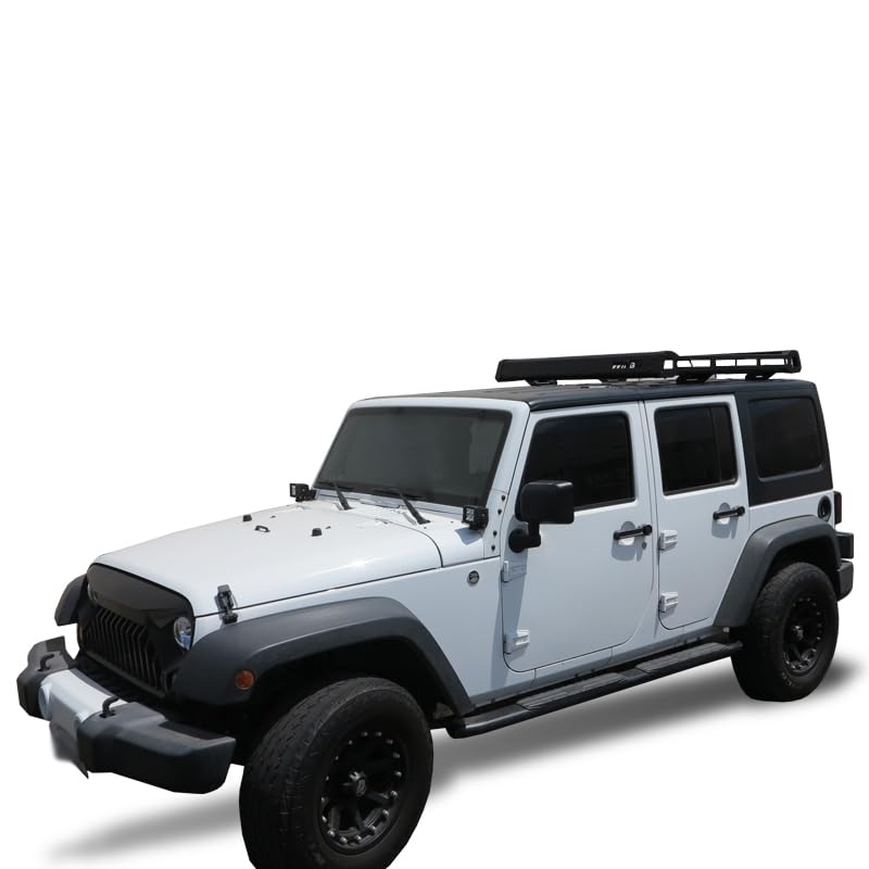 Traveler Black Horse Steel Roof Mounted Cargo Basket Rack(53.14"x49.92"x5.55") Black Compatible with 1987-2017 Jeep Wrangler|1997-2017 Jeep Wrangler|2007-2017 Jeep Wrangler-BA-JKBO