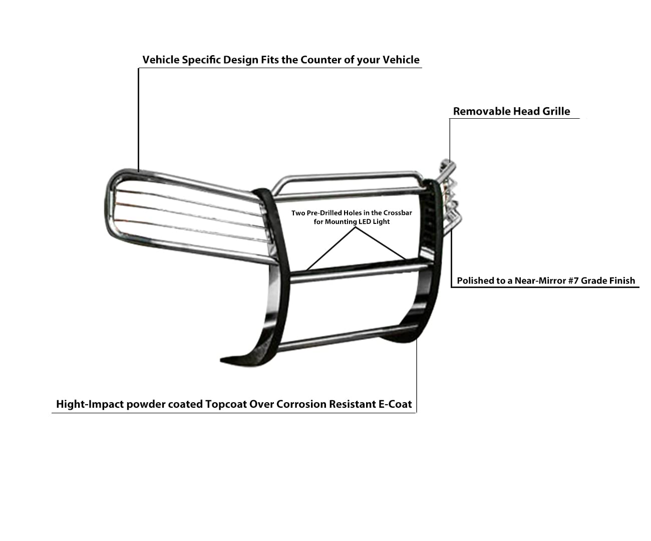 Bumper Guard Black Horse Grille brush Modular Stainless Steel Compatible with 2002-2009 GMC Envoy-17GD26MSS