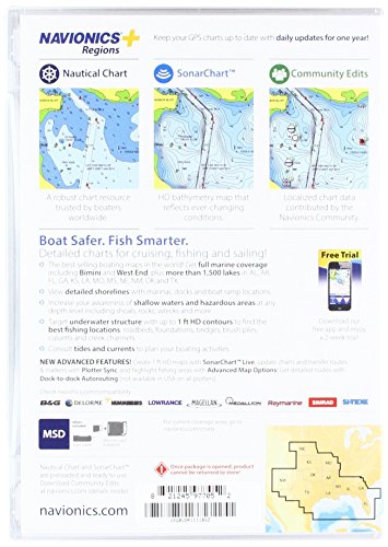 South Navionics Plus Regions Marine and Lake Charts on SD/MSD