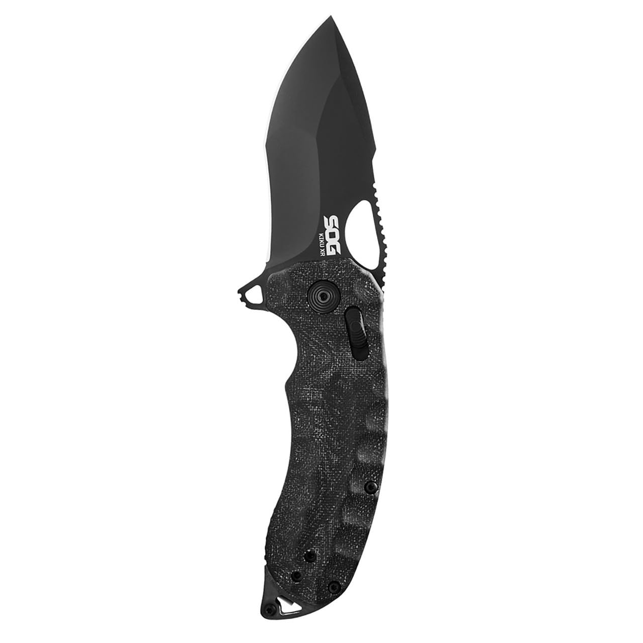 SOG Quick-Opening Kiku Ambidextrous Pocket Folding Knife with Linen Micarta Handle | CTS XHP Steel, XR Lock, Blackout