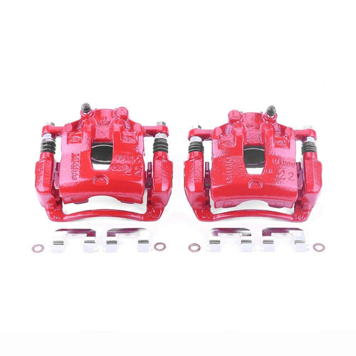 Power Stop Pair of High-Temp Red Powder Coated Front Calipers For Hyundai Accent 2012-2017, Kia Rio 2012-2017 [Model Specific]