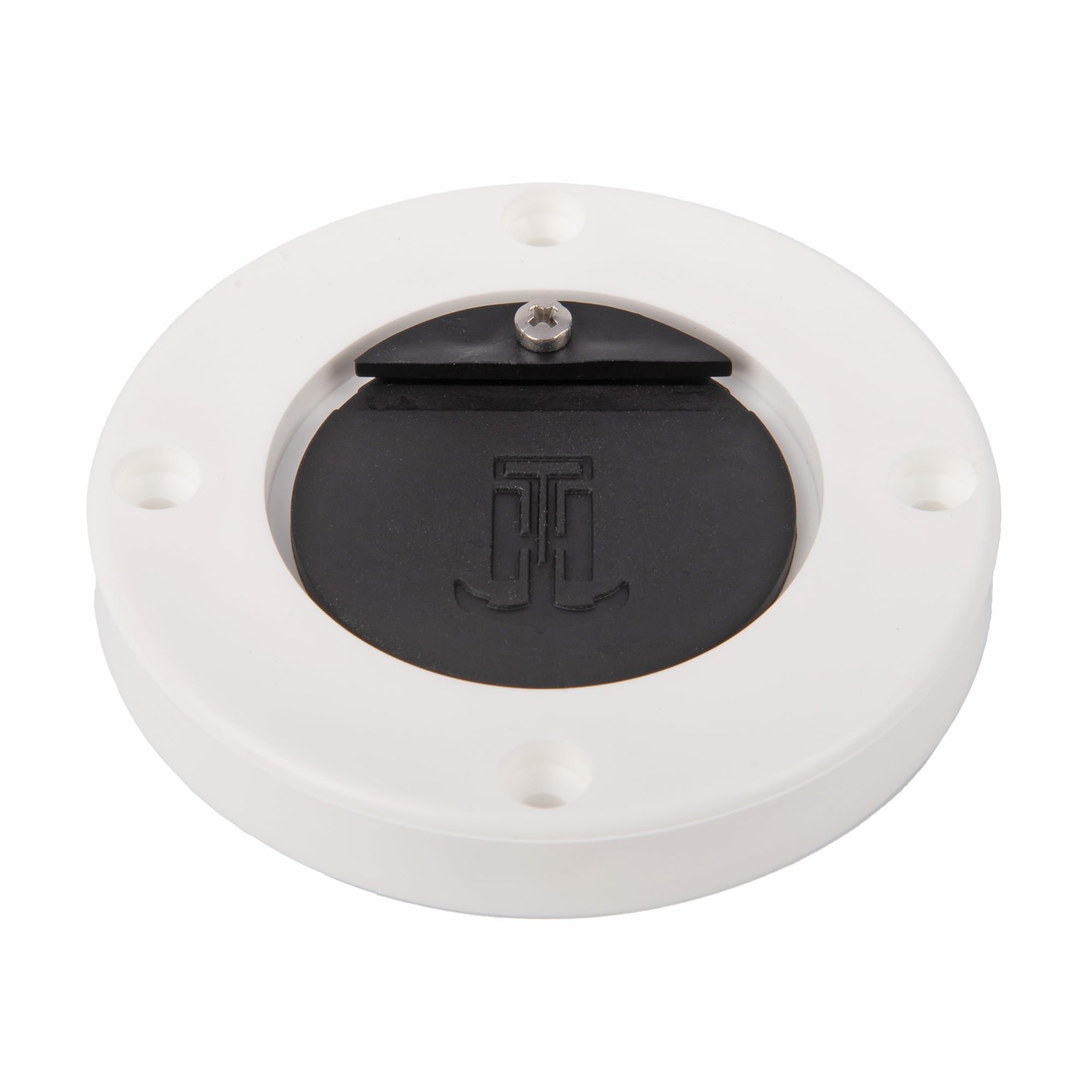 Flush Mount T-H Marine Scupper Valve Assembly | Durable Marine Scupper Valve with Curl Proof Flapper for 1" to 1.25" Drain Tubes | Versatile Installation, White Frame/Black Flapper