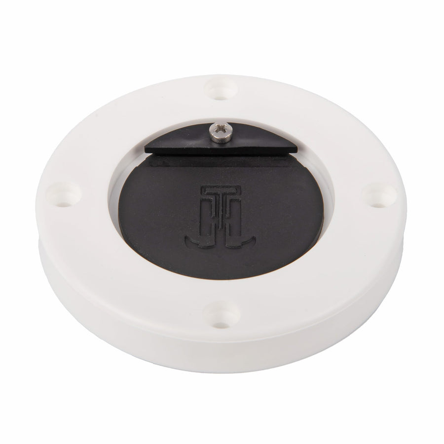 Flush Mount T-H Marine Scupper Valve Assembly | Durable Marine Scupper Valve with Curl Proof Flapper for 1" to 1.25" Drain Tubes | Versatile Installation, White Frame/Black Flapper