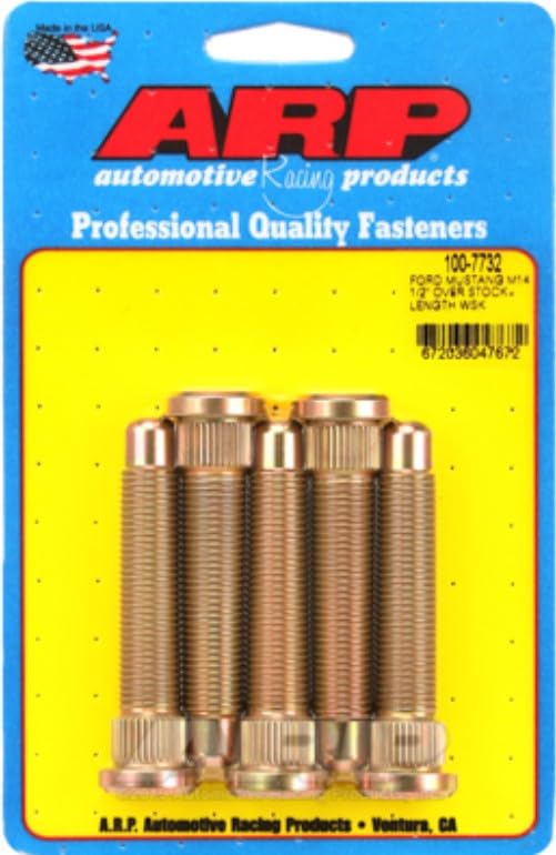 ARP 14 mm x 1.50 Thread Wheel Stud, 2.935 in Long, 0.625 in Knurl, Chromoly, Cadmium, Set of 5
