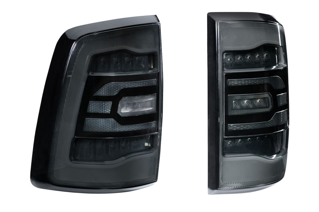 GTR Lighting Smoked Carbide LED Taillights fits Dode Ram 09-18, Plug and Play Replacement Pair of Taillights (GTR.TL10)