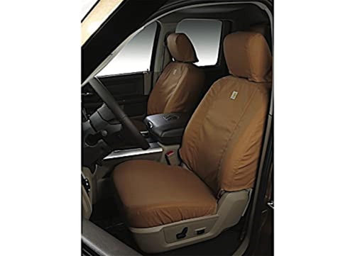 Covercraft Custom Seat Covers Carhartt SeatSaver | Fits 2019-2020 Ford F-150, 2019-2022 Ford F-250/F-350/F-450/F-550, 1st Row 40/20/40 Bench Seat, Duck Weave Brown