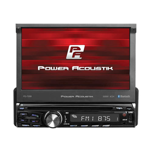 Single DIN Power Acoustik PD-720B with 7-inch Motorized LCD Touchscreen, DVD, CD/MP3 Car Stereo and Bluetooth