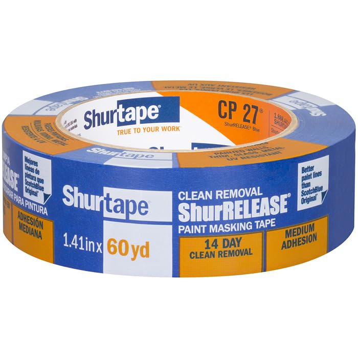 Shurtape 202879 24-Rolls of 1.41” x 60 yds ShurRELEASE Clean Removal Painter’s Masking Tape