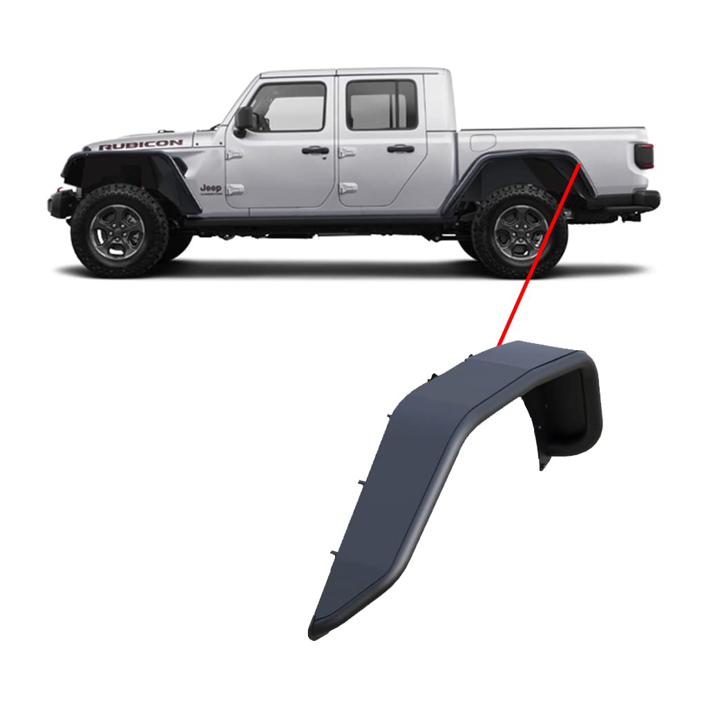 Tubular Black Horse Rear FENDER FLARES Matte Black Compatible with 2020-2025 Jeep Gladiator-TFFG20R