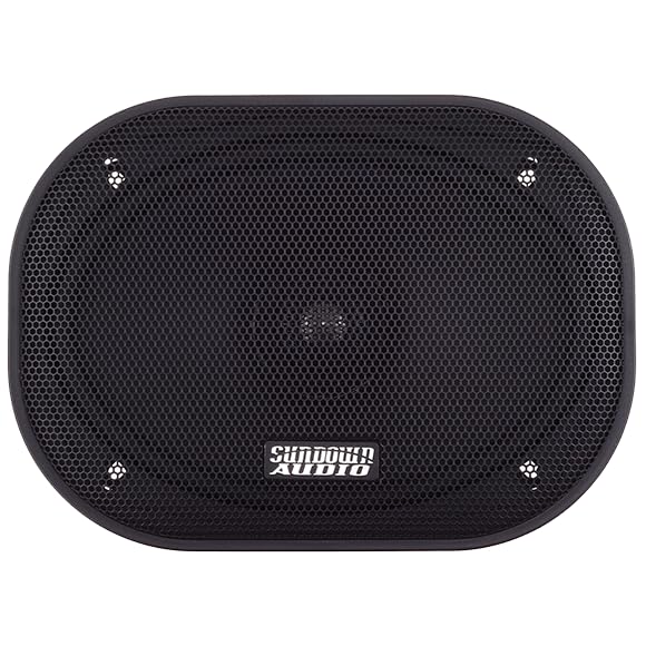 E-69CX Sundown Audio 6"x9" Coaxial Car Speakers - 2-Way Full Range System with Titanium Tweeters - 100W RMS, 4-Ohm - Direct OEM Upgrade, 3.5" Mount, Grilles for Hard-Hitting Clear Audio