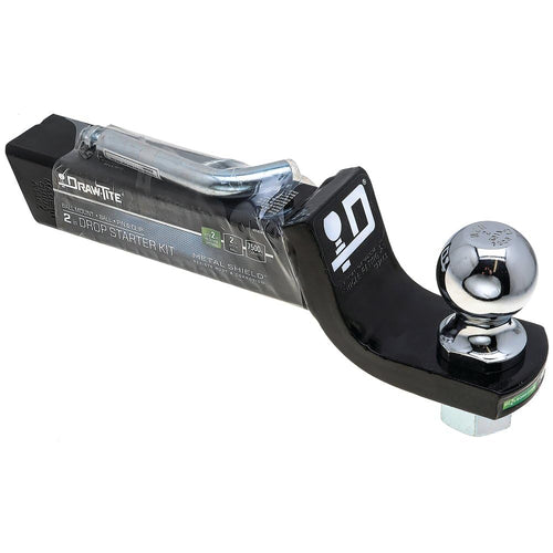 Trailer Hitch Ball Mount Starter Kit Draw-Tite 40583, Fits 2 Inch Square Receiver, 2 Inch Drop, 7,500 lbs. Capacity, Includes 2-Inch Trailer Ball and Pin & Clip, Black