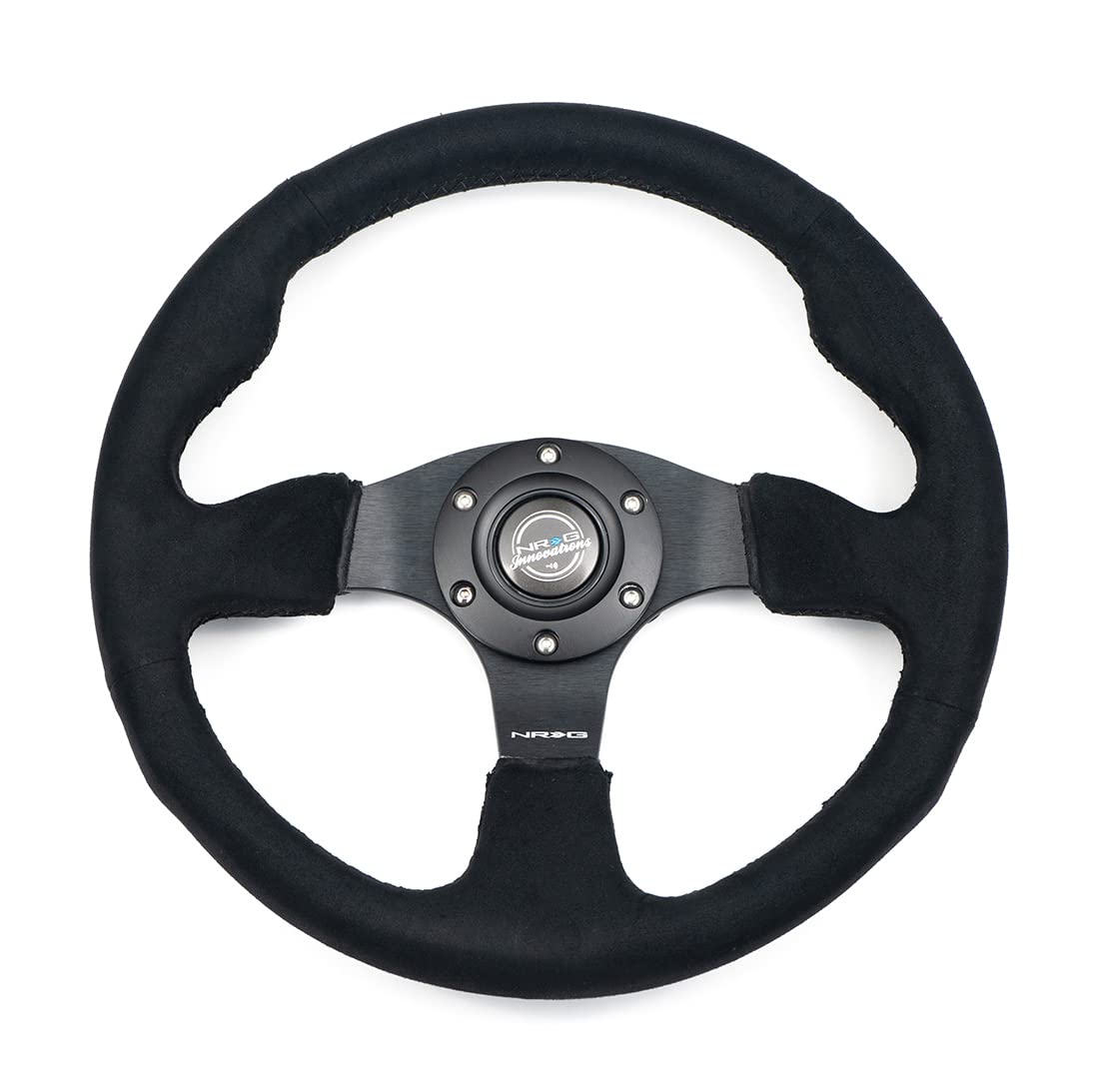 NRG Innovations Reinforced Steering Wheel NRG-RST-012SA - Alcantara Steering Wheel 320mm Diameter, and 25mm Deep with Black Stitch