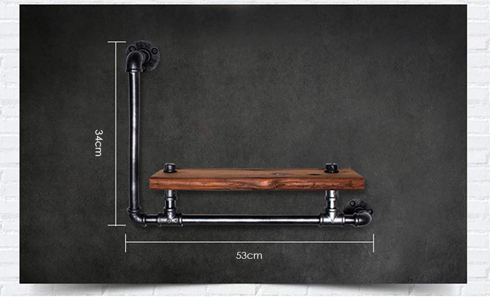 YIMJ Wall Hanging Wood Plate Iron Pipe Book Shelf Retro Art Display Shelves Bookshelf Storage Rack Decorative Bookshelf For Living Room