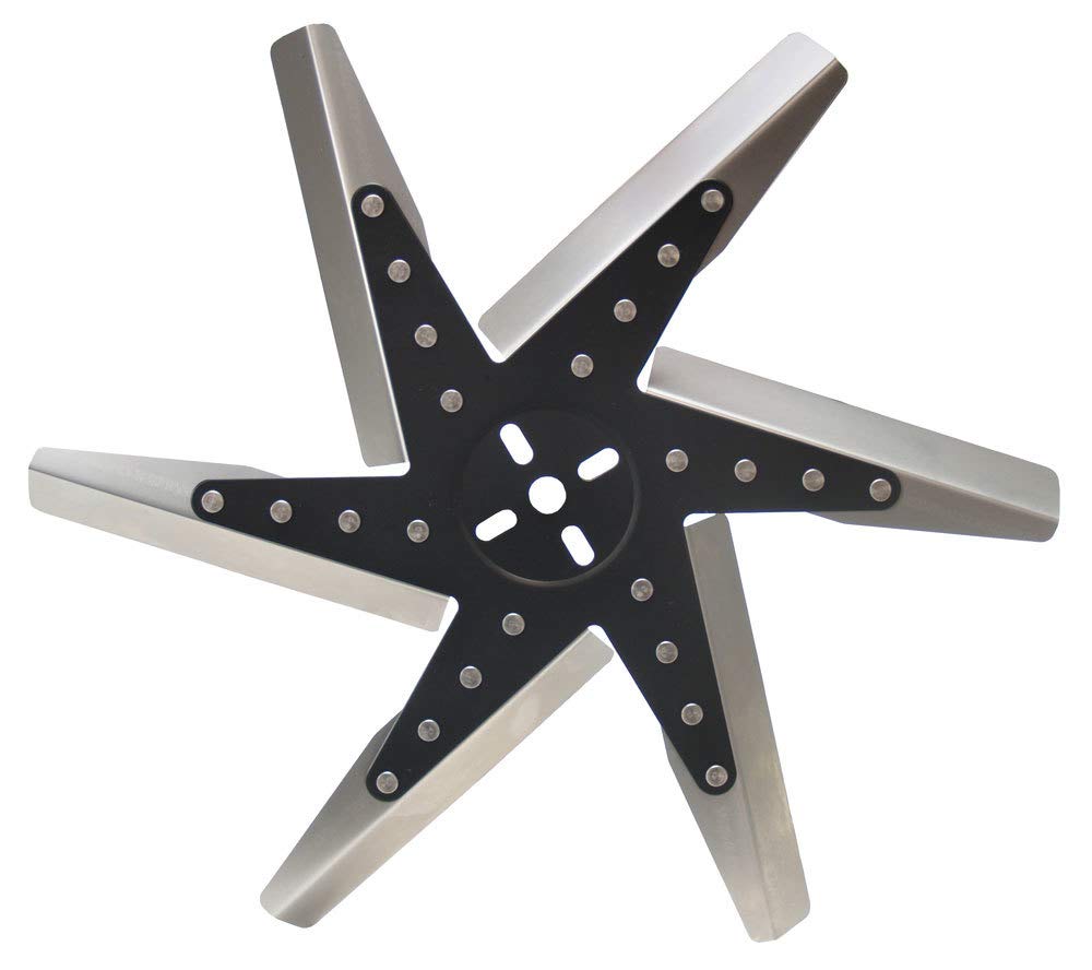 Derale Flex Mechanical Cooling Fan, 18 in Fan, 6 Blade, 5/8 in Pilot, Universal Bolt Pattern, Steel Hub/Stainless Blades, Black/Natural, Each