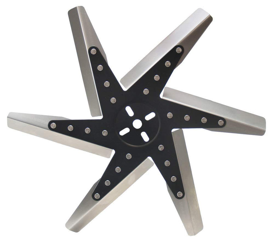 Derale Flex Mechanical Cooling Fan, 18 in Fan, 6 Blade, 5/8 in Pilot, Universal Bolt Pattern, Steel Hub/Stainless Blades, Black/Natural, Each