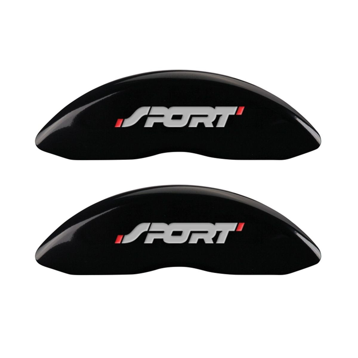 SET OF 4 CALIPER COVERS, NO BOLTS/SPORT, FRONT AND REAR, BLACK, SILVER CHARACTERS