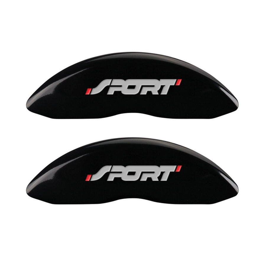 SET OF 4 CALIPER COVERS, NO BOLTS/SPORT, FRONT AND REAR, BLACK, SILVER CHARACTERS