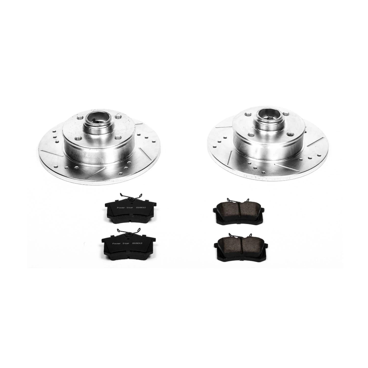 Power Stop K370 Rear Brake Pads Z23 Carbon Fiber with Drilled & Slotted Brake Rotors Kit For Volkswagen Corrado 1990-1992, Volkswagen Passat 1995-1997 [Model Specific]