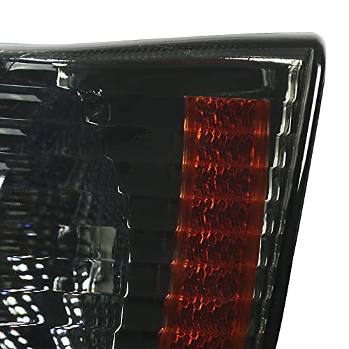 Smoke Headlights + Bumper Lights + Corner Lamps SPEC-D TUNING Compatible with 1993-1996 Jeep Grand Cherokee, Left + Right Pair Headlamps Assembly