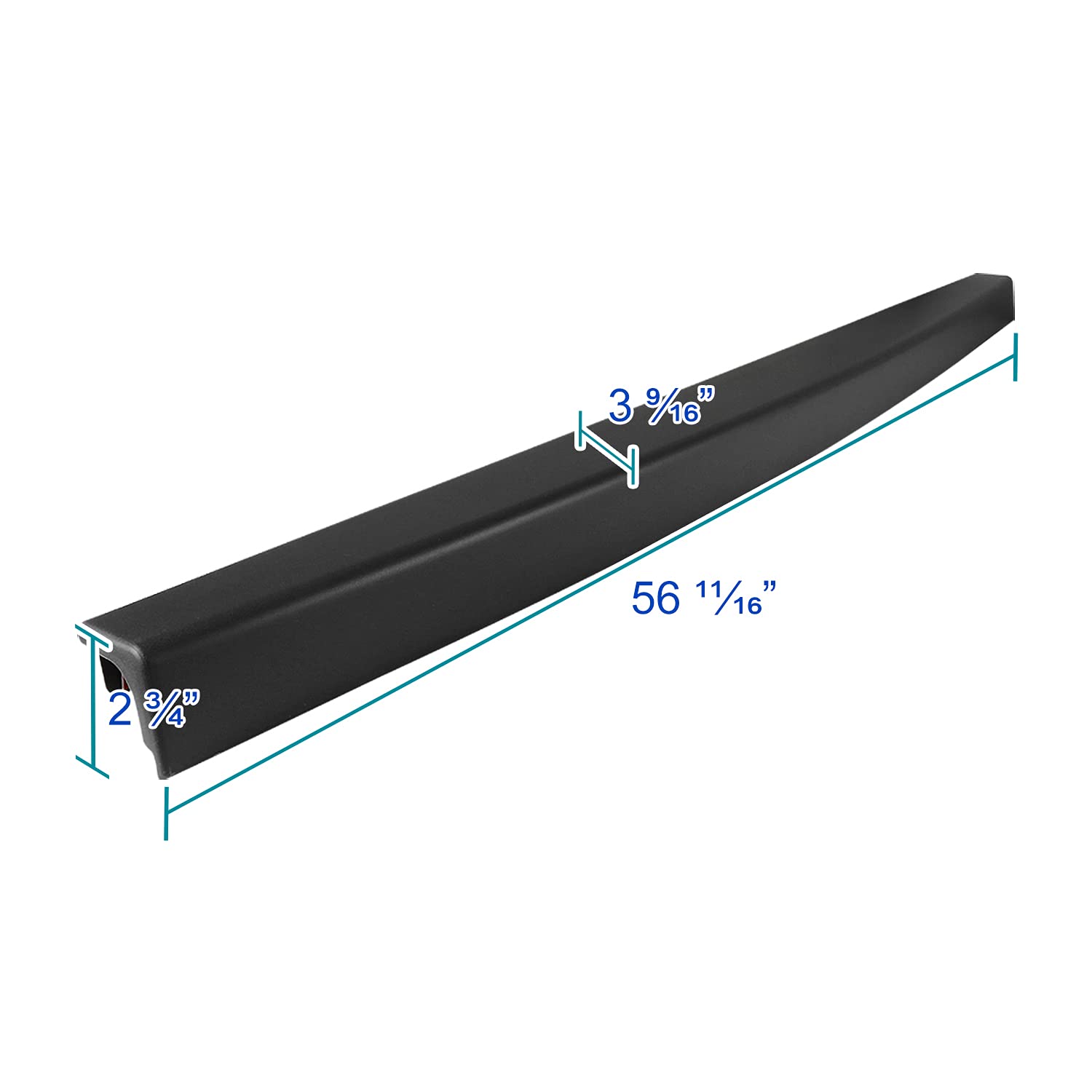 Black Tailgate Molding Cap Protector Spec-D Tuning ABS Spoiler Cover Compatible with 2005-2009 Hummer H2 SUT
