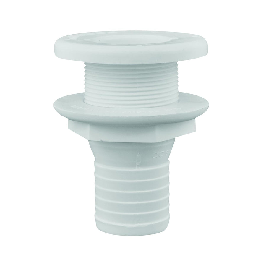 attwood 1.5" Polypropylene Straight Thru-Hull Connector for Boating Plumbing Fittings, 3875-3 White Finish