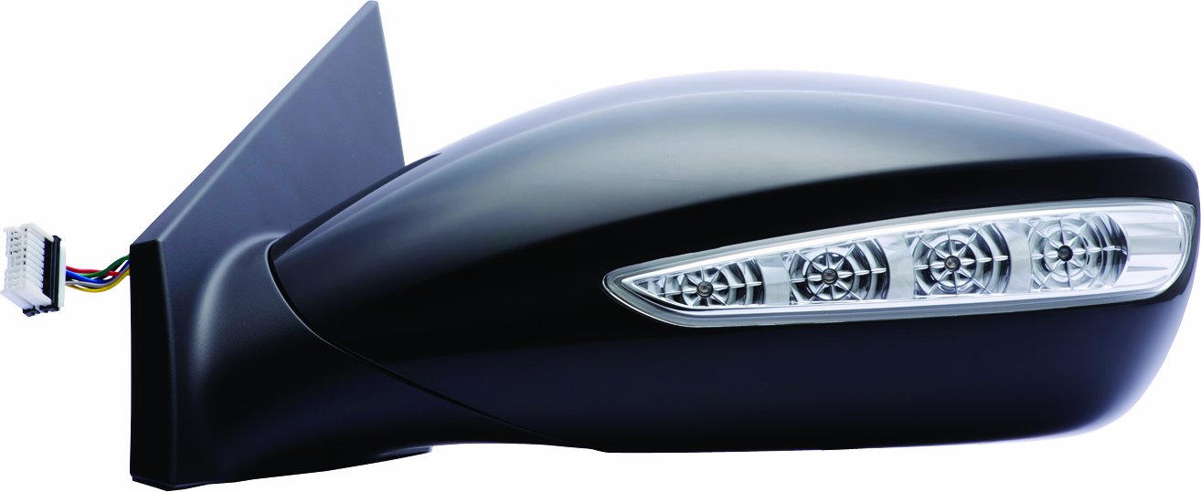 Driver Side Fit Mirror for Hyundai Sonata, w/Turn Signal, Black, PTM, Foldaway, Power
