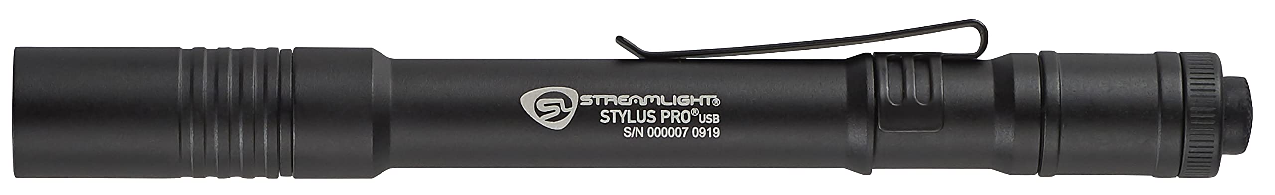 Streamlight Stylus Pro USB 350-Lumen Rechargeable Pen Light for Inspectors, Law Enforcement, and Everyday Use with USB Cable, and Nylon Holster, Black