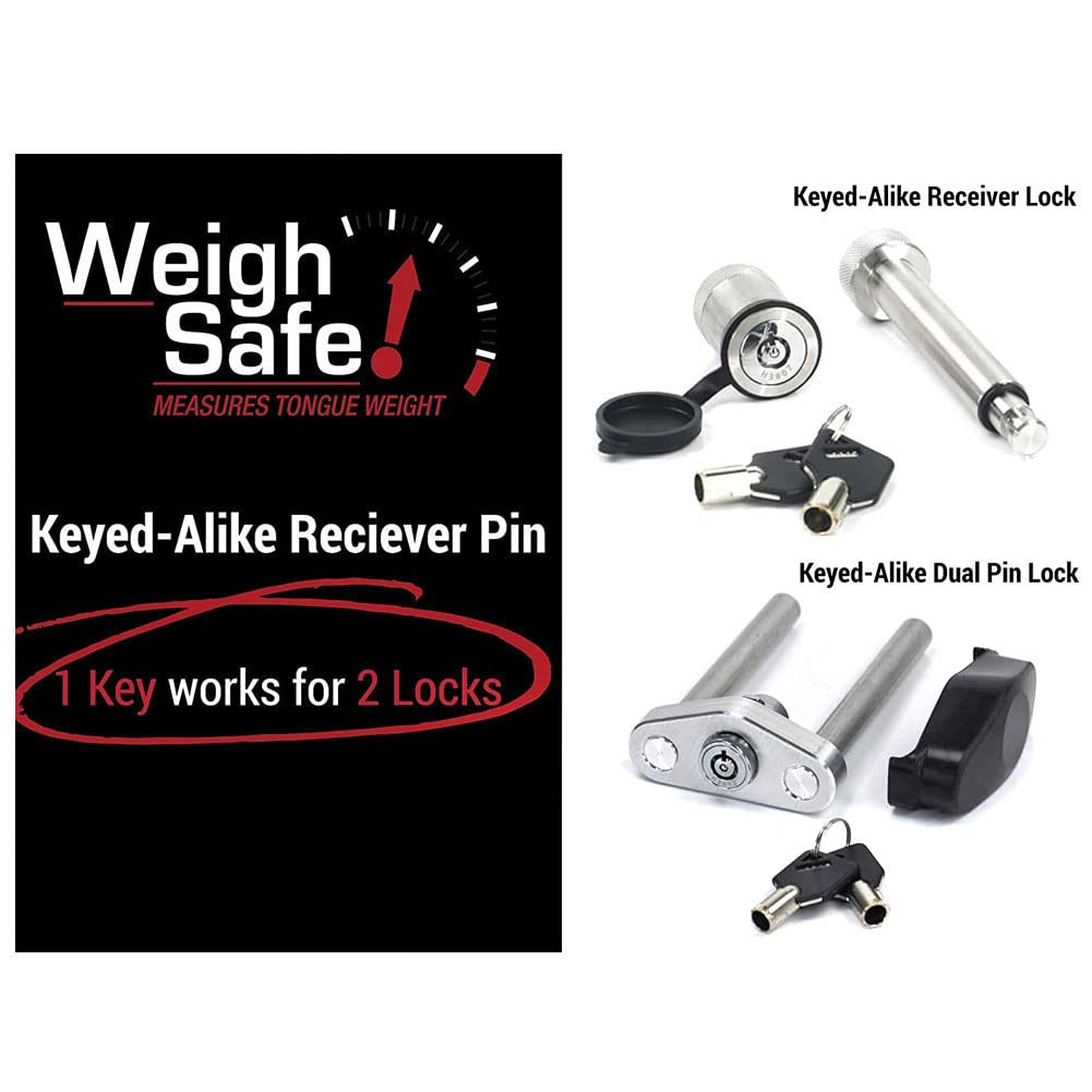 Weigh Safe 4" Drop Hitch WS425KACERBLA, 2.5" Receiver - Adjustable Aluminum Trailer Hitch Ball Mount w/Built-in Scale, 2 Stainless Steel Balls (2"&2-5/16") Keyed Alike Lock Hitch Pin Black CERAKOTE