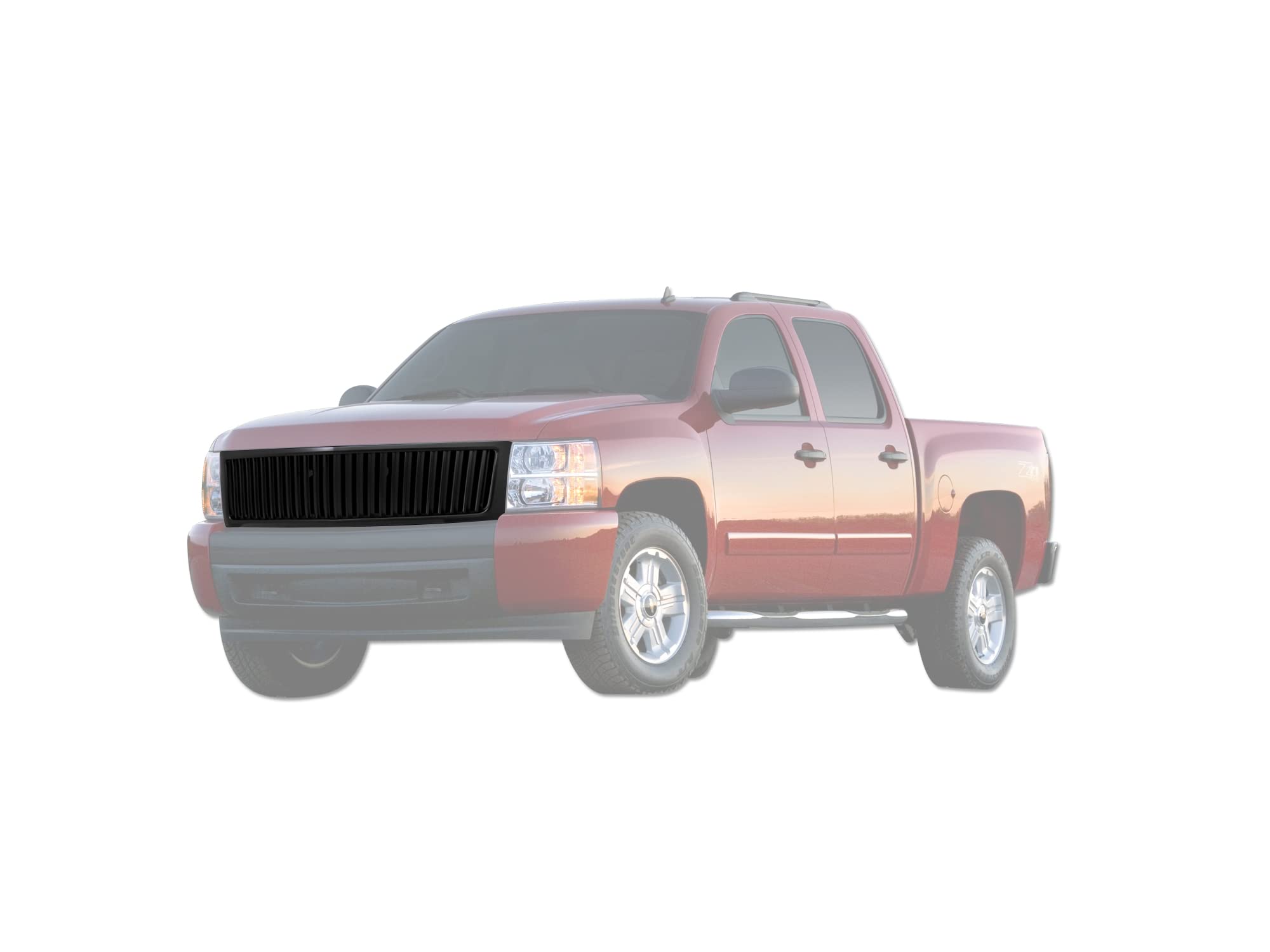 Vertical Front Hood Grille Armordillo USA 7165878 - Matte Black Fits 2007-2013 Chevy Silverado 1500