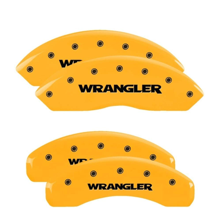 MGP 42018SWRGYL Caliper Covers WRANGLER Yellow Powder Coat Finish, Black Characters, Set of 4