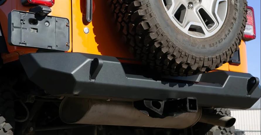 CrawlTek Rear Bumper Pyro Midwidth - Black compatible with 2007-2018 Jeep Wrangler JK