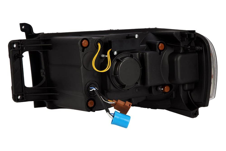 02-05 Dodge Ram 1500 AlphaRex LUXX LED Proj Headlights Plank Style Black w/Activ Light/Seq Signal