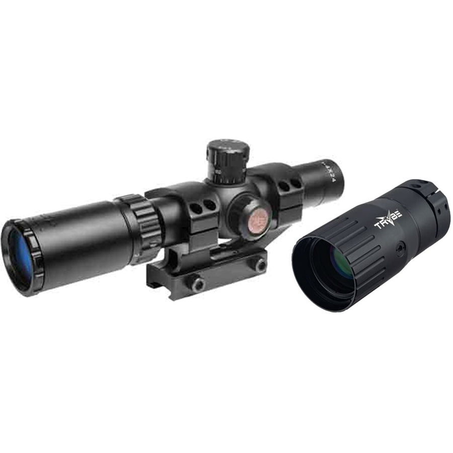 TRUGLO 30 Series Tru-Brite 1-6 x 24mm Tactical Hunting Shooting Durable Waterproof Fogproof Shock Resistant 30mm Aluminum Tube Dual-Color Illuminated Reticle Riflescope Flip-Up Lens Caps Included