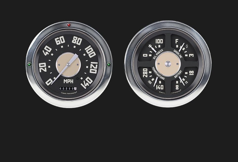 Classic Instruments OE Series CT54OE52-LS Direct Fit Gauge Package LS Swap 4 5/8" Speedometer and Quad Gauge Fits 1954-1955 Chevy Truck